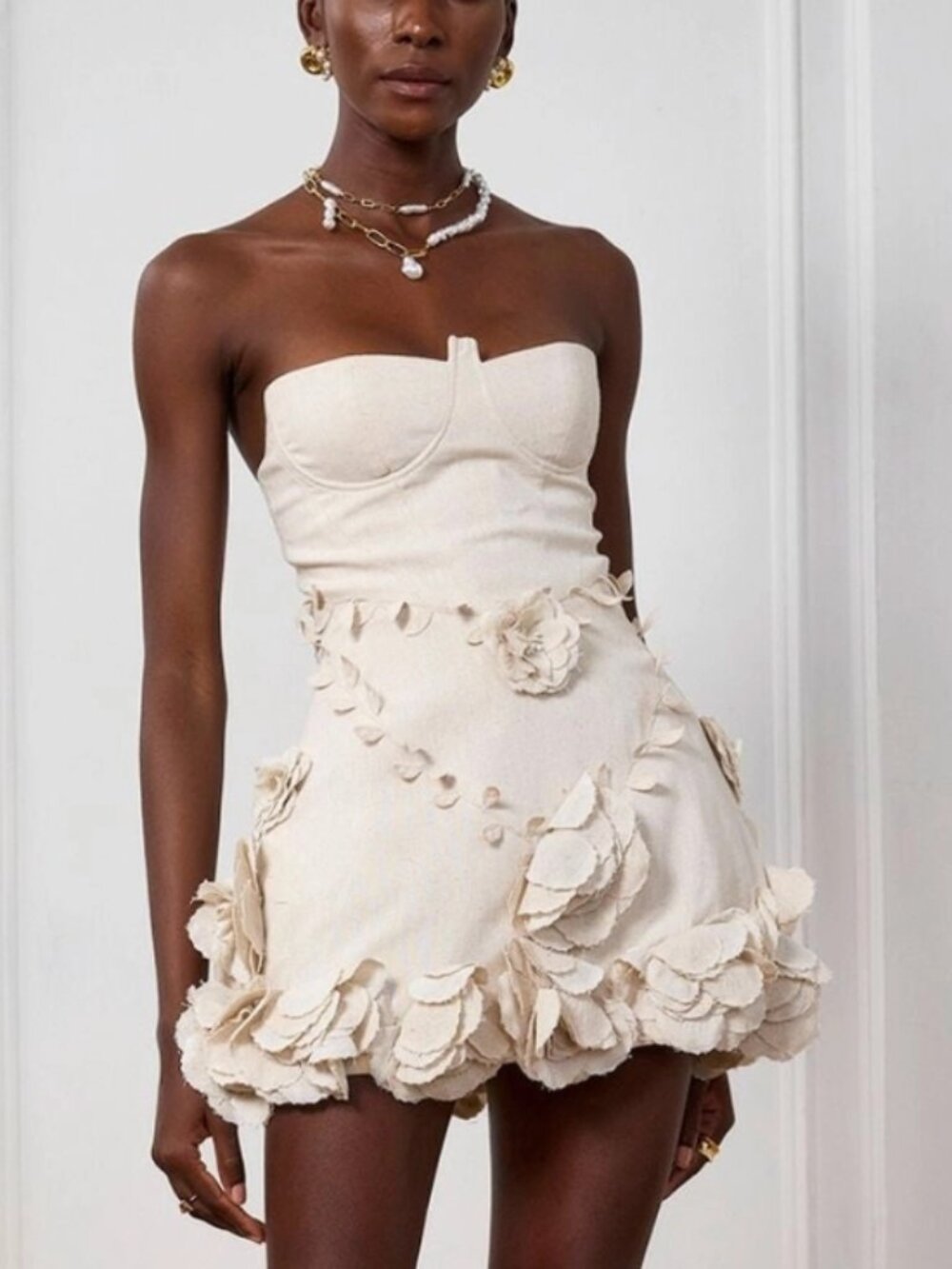Eleanora Corset Flower Off Shoulder Mini Dress